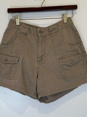 Vintage Copper Key Tan Womens Cargo Shorts 100% Cotton y2k